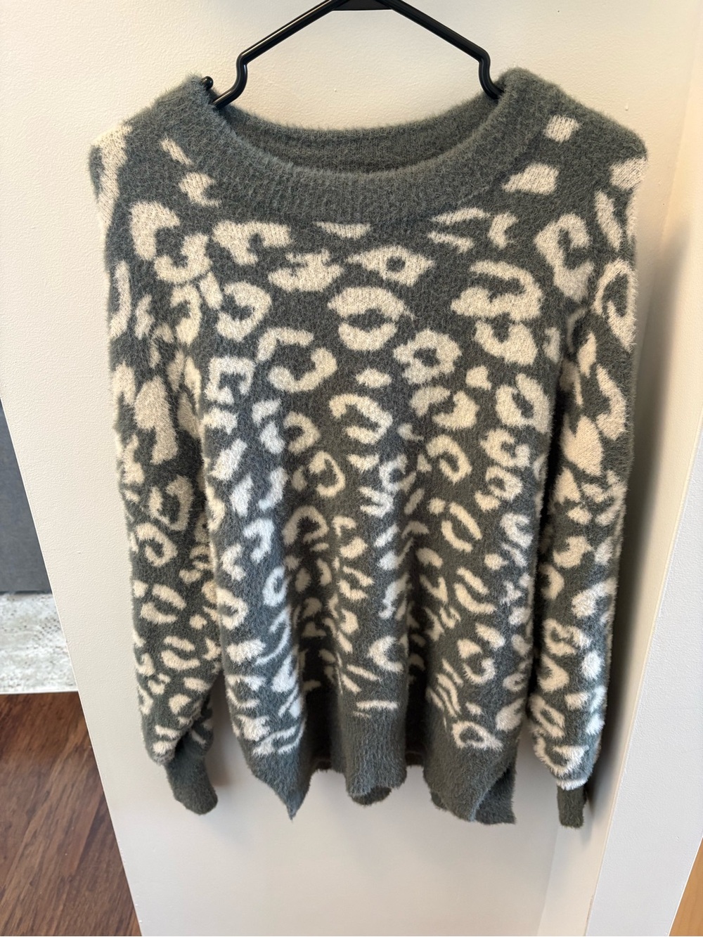 The Aerie Supersoft Oversized Grey Leopard Print Sweater